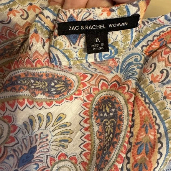 Zac & Rachel Multicolor Paisley Square-Neck Blouse - Picture 5 of 7
